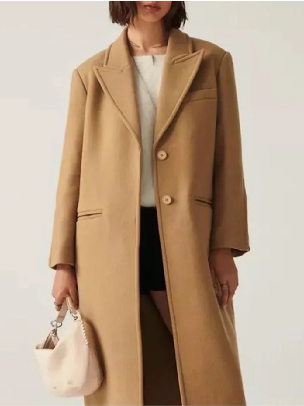 Ba&sh Manteau Tym Wool Camel Brown Long Fall Winter Warm Blazer Coat Size XS